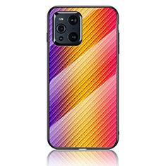 Silikon Schutzhülle Rahmen Tasche Hülle Spiegel Farbverlauf Regenbogen LS2 für Oppo Find X3 5G Orange