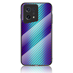 Silikon Schutzhülle Rahmen Tasche Hülle Spiegel Farbverlauf Regenbogen LS2 für Oppo Find X5 5G Blau