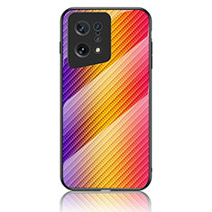 Silikon Schutzhülle Rahmen Tasche Hülle Spiegel Farbverlauf Regenbogen LS2 für Oppo Find X5 5G Orange