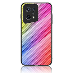 Silikon Schutzhülle Rahmen Tasche Hülle Spiegel Farbverlauf Regenbogen LS2 für Oppo Find X5 5G Rosa