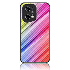 Silikon Schutzhülle Rahmen Tasche Hülle Spiegel Farbverlauf Regenbogen LS2 für Oppo Find X5 Pro 5G Rosa