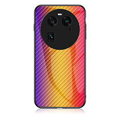 Silikon Schutzhülle Rahmen Tasche Hülle Spiegel Farbverlauf Regenbogen LS2 für Oppo Find X6 5G Orange