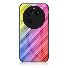 Silikon Schutzhülle Rahmen Tasche Hülle Spiegel Farbverlauf Regenbogen LS2 für Oppo Find X6 5G Rosa