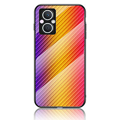 Silikon Schutzhülle Rahmen Tasche Hülle Spiegel Farbverlauf Regenbogen LS2 für Oppo Reno7 Lite 5G Orange