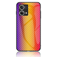 Silikon Schutzhülle Rahmen Tasche Hülle Spiegel Farbverlauf Regenbogen LS2 für Oppo Reno8 4G Orange