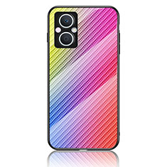 Silikon Schutzhülle Rahmen Tasche Hülle Spiegel Farbverlauf Regenbogen LS2 für Oppo Reno8 Lite 5G Rosa