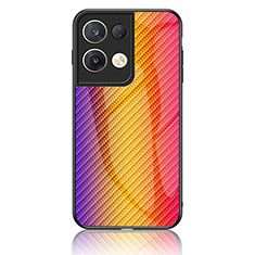 Silikon Schutzhülle Rahmen Tasche Hülle Spiegel Farbverlauf Regenbogen LS2 für Oppo Reno8 Pro 5G Orange
