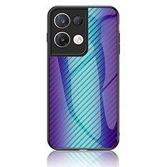 Silikon Schutzhülle Rahmen Tasche Hülle Spiegel Farbverlauf Regenbogen LS2 für Oppo Reno8 Pro+ Plus 5G Blau