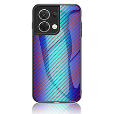 Silikon Schutzhülle Rahmen Tasche Hülle Spiegel Farbverlauf Regenbogen LS2 für Oppo Reno9 5G Blau
