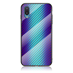 Silikon Schutzhülle Rahmen Tasche Hülle Spiegel Farbverlauf Regenbogen LS2 für Samsung Galaxy A02 Blau