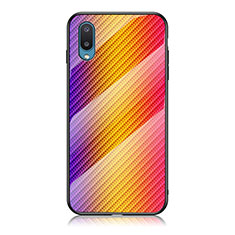 Silikon Schutzhülle Rahmen Tasche Hülle Spiegel Farbverlauf Regenbogen LS2 für Samsung Galaxy A02 Orange