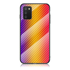 Silikon Schutzhülle Rahmen Tasche Hülle Spiegel Farbverlauf Regenbogen LS2 für Samsung Galaxy A02s Orange