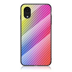 Silikon Schutzhülle Rahmen Tasche Hülle Spiegel Farbverlauf Regenbogen LS2 für Samsung Galaxy A03 Core Rosa