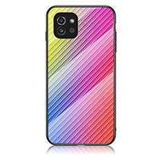 Silikon Schutzhülle Rahmen Tasche Hülle Spiegel Farbverlauf Regenbogen LS2 für Samsung Galaxy A03 Rosa