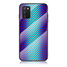 Silikon Schutzhülle Rahmen Tasche Hülle Spiegel Farbverlauf Regenbogen LS2 für Samsung Galaxy A03s Blau