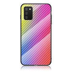 Silikon Schutzhülle Rahmen Tasche Hülle Spiegel Farbverlauf Regenbogen LS2 für Samsung Galaxy A03s Rosa