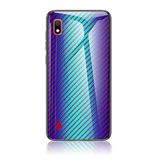 Silikon Schutzhülle Rahmen Tasche Hülle Spiegel Farbverlauf Regenbogen LS2 für Samsung Galaxy A10 Blau