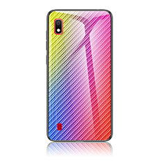 Silikon Schutzhülle Rahmen Tasche Hülle Spiegel Farbverlauf Regenbogen LS2 für Samsung Galaxy A10 Rosa