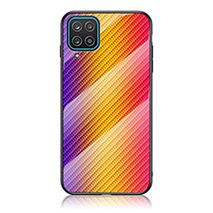 Silikon Schutzhülle Rahmen Tasche Hülle Spiegel Farbverlauf Regenbogen LS2 für Samsung Galaxy A12 Nacho Orange