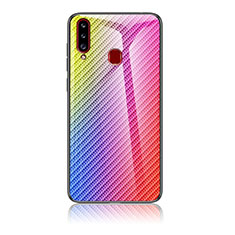 Silikon Schutzhülle Rahmen Tasche Hülle Spiegel Farbverlauf Regenbogen LS2 für Samsung Galaxy A20s Rosa