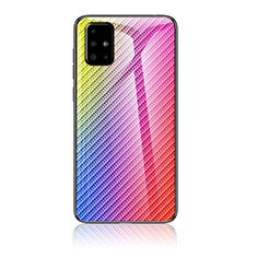 Silikon Schutzhülle Rahmen Tasche Hülle Spiegel Farbverlauf Regenbogen LS2 für Samsung Galaxy A51 4G Rosa
