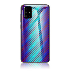 Silikon Schutzhülle Rahmen Tasche Hülle Spiegel Farbverlauf Regenbogen LS2 für Samsung Galaxy A51 5G Blau
