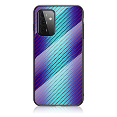 Silikon Schutzhülle Rahmen Tasche Hülle Spiegel Farbverlauf Regenbogen LS2 für Samsung Galaxy A72 5G Blau