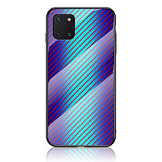 Silikon Schutzhülle Rahmen Tasche Hülle Spiegel Farbverlauf Regenbogen LS2 für Samsung Galaxy A81 Blau