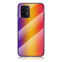 Silikon Schutzhülle Rahmen Tasche Hülle Spiegel Farbverlauf Regenbogen LS2 für Samsung Galaxy A91 Orange