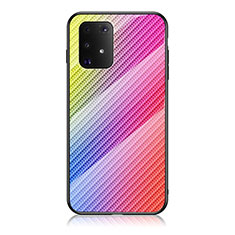 Silikon Schutzhülle Rahmen Tasche Hülle Spiegel Farbverlauf Regenbogen LS2 für Samsung Galaxy A91 Rosa
