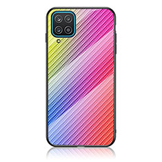 Silikon Schutzhülle Rahmen Tasche Hülle Spiegel Farbverlauf Regenbogen LS2 für Samsung Galaxy F12 Rosa
