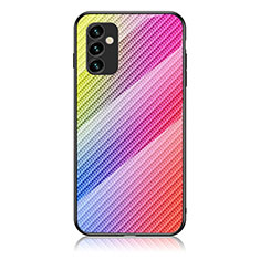Silikon Schutzhülle Rahmen Tasche Hülle Spiegel Farbverlauf Regenbogen LS2 für Samsung Galaxy F23 5G Rosa