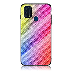 Silikon Schutzhülle Rahmen Tasche Hülle Spiegel Farbverlauf Regenbogen LS2 für Samsung Galaxy M31 Rosa