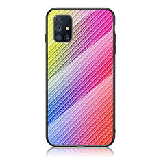 Silikon Schutzhülle Rahmen Tasche Hülle Spiegel Farbverlauf Regenbogen LS2 für Samsung Galaxy M31s Rosa