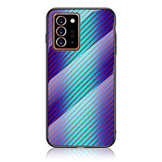Silikon Schutzhülle Rahmen Tasche Hülle Spiegel Farbverlauf Regenbogen LS2 für Samsung Galaxy Note 20 Ultra 5G Blau