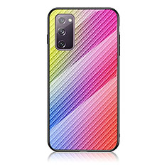 Silikon Schutzhülle Rahmen Tasche Hülle Spiegel Farbverlauf Regenbogen LS2 für Samsung Galaxy S20 FE (2022) 5G Rosa