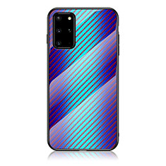 Silikon Schutzhülle Rahmen Tasche Hülle Spiegel Farbverlauf Regenbogen LS2 für Samsung Galaxy S20 Plus Blau