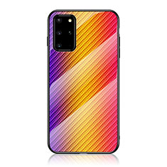Silikon Schutzhülle Rahmen Tasche Hülle Spiegel Farbverlauf Regenbogen LS2 für Samsung Galaxy S20 Plus Orange