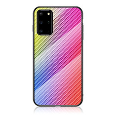 Silikon Schutzhülle Rahmen Tasche Hülle Spiegel Farbverlauf Regenbogen LS2 für Samsung Galaxy S20 Plus Rosa