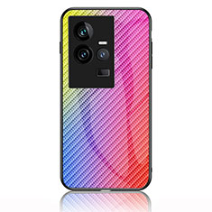 Silikon Schutzhülle Rahmen Tasche Hülle Spiegel Farbverlauf Regenbogen LS2 für Vivo iQOO 11 5G Rosa