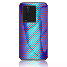 Silikon Schutzhülle Rahmen Tasche Hülle Spiegel Farbverlauf Regenbogen LS2 für Vivo iQOO Neo7 5G Blau