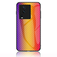 Silikon Schutzhülle Rahmen Tasche Hülle Spiegel Farbverlauf Regenbogen LS2 für Vivo iQOO Neo7 5G Orange