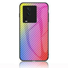 Silikon Schutzhülle Rahmen Tasche Hülle Spiegel Farbverlauf Regenbogen LS2 für Vivo iQOO Neo7 5G Rosa