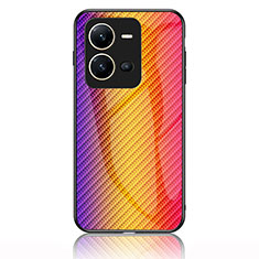 Silikon Schutzhülle Rahmen Tasche Hülle Spiegel Farbverlauf Regenbogen LS2 für Vivo V25 5G Orange