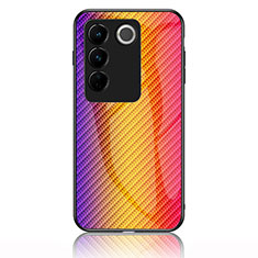 Silikon Schutzhülle Rahmen Tasche Hülle Spiegel Farbverlauf Regenbogen LS2 für Vivo V27 5G Orange