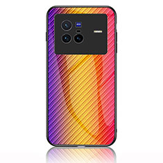 Silikon Schutzhülle Rahmen Tasche Hülle Spiegel Farbverlauf Regenbogen LS2 für Vivo X80 5G Orange