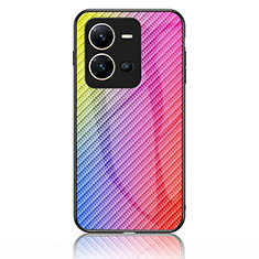 Silikon Schutzhülle Rahmen Tasche Hülle Spiegel Farbverlauf Regenbogen LS2 für Vivo X80 Lite 5G Rosa