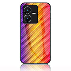 Silikon Schutzhülle Rahmen Tasche Hülle Spiegel Farbverlauf Regenbogen LS2 für Vivo Y22s Orange