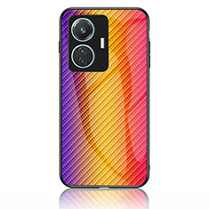 Silikon Schutzhülle Rahmen Tasche Hülle Spiegel Farbverlauf Regenbogen LS2 für Vivo Y55 4G Orange