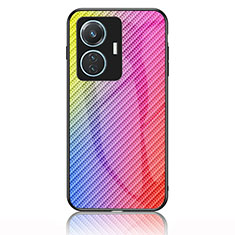 Silikon Schutzhülle Rahmen Tasche Hülle Spiegel Farbverlauf Regenbogen LS2 für Vivo Y55 4G Rosa